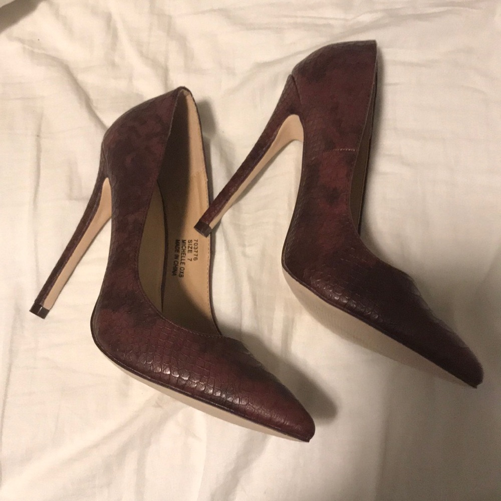 Purple snakeskin heels